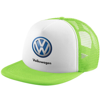 VW Volkswagen, Καπέλο παιδικό Soft Trucker με Δίχτυ ΠΡΑΣΙΝΟ/ΛΕΥΚΟ (POLYESTER, ΠΑΙΔΙΚΟ, ONE SIZE)