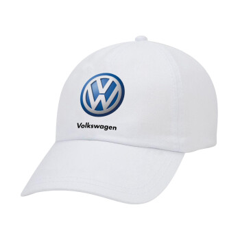 VW Volkswagen, Καπέλο ενηλίκων Jockey Λευκό (snapback, 5-φύλλο, unisex)