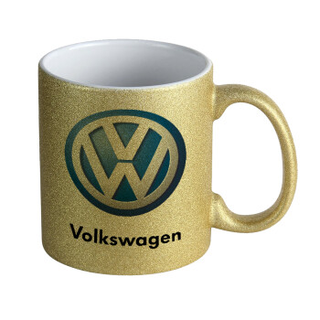 VW Volkswagen, Κούπα Χρυσή Glitter που γυαλίζει, κεραμική, 330ml