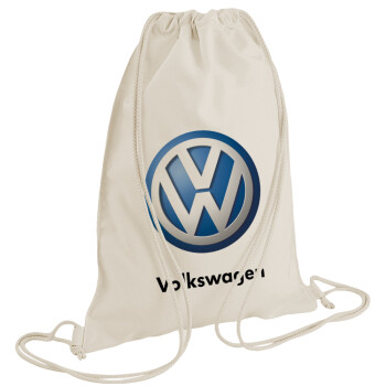 VW Volkswagen, Τσάντα πλάτης πουγκί GYMBAG natural (28x40cm)
