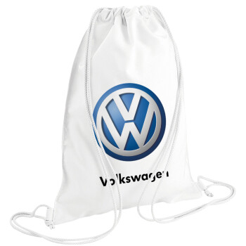 VW Volkswagen, Τσάντα πλάτης πουγκί GYMBAG λευκή (28x40cm)