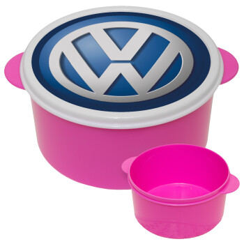VW Volkswagen, ΡΟΖ παιδικό δοχείο φαγητού (lunchbox) πλαστικό (BPA-FREE) Lunch Βox M16 x Π16 x Υ8cm