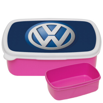 VW Volkswagen, ΡΟΖ παιδικό δοχείο φαγητού (lunchbox) πλαστικό (BPA-FREE) Lunch Βox M18 x Π13 x Υ6cm