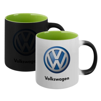 VW Volkswagen, Κούπα Μαγική εσωτερικό πράσινο, κεραμική 330ml που αλλάζει χρώμα με το ζεστό ρόφημα (1 τεμάχιο)