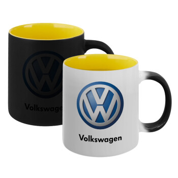 VW Volkswagen, Κούπα Μαγική εσωτερικό κίτρινη, κεραμική 330ml που αλλάζει χρώμα με το ζεστό ρόφημα (1 τεμάχιο)