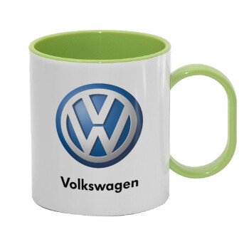 VW Volkswagen, Κούπα (πλαστική) (BPA-FREE) Polymer Πράσινη για παιδιά, 330ml