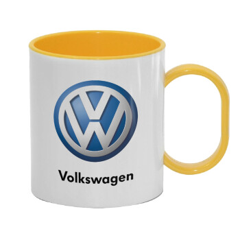 VW Volkswagen, Κούπα (πλαστική) (BPA-FREE) Polymer Κίτρινη για παιδιά, 330ml