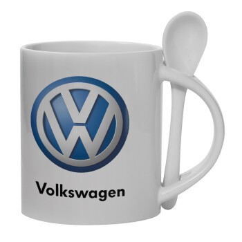 VW Volkswagen, Ceramic coffee mug with Spoon, 330ml (1pcs)