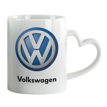 VW Volkswagen, Κούπα καρδιά χερούλι λευκή, κεραμική, 330ml