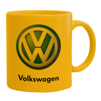 VW Volkswagen, Ceramic coffee mug yellow, 330ml (1pcs)