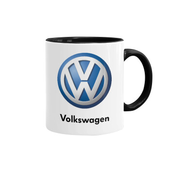 VW Volkswagen, Κούπα χρωματιστή μαύρη, κεραμική, 330ml