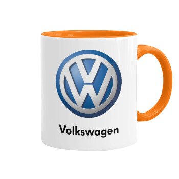 VW Volkswagen, Κούπα χρωματιστή πορτοκαλί, κεραμική, 330ml