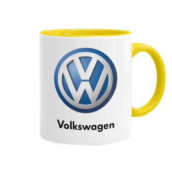 VW Volkswagen, Κούπα χρωματιστή κίτρινη, κεραμική, 330ml