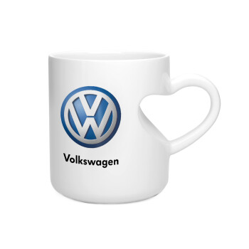 VW Volkswagen, Κούπα καρδιά λευκή, κεραμική, 330ml