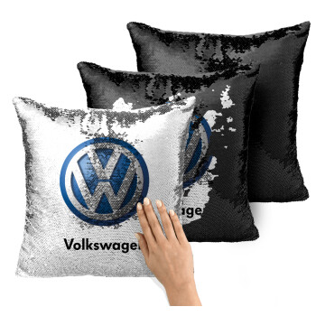VW Volkswagen, Μαξιλάρι καναπέ Μαγικό Μαύρο με πούλιες 40x40cm περιέχεται το γέμισμα