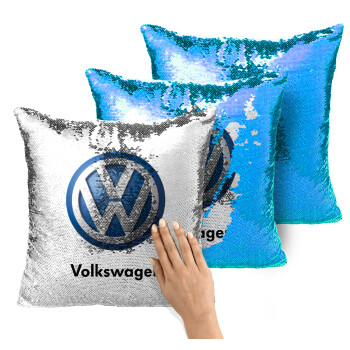 VW Volkswagen, Μαξιλάρι καναπέ Μαγικό Μπλε με πούλιες 40x40cm περιέχεται το γέμισμα