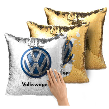 VW Volkswagen, Μαξιλάρι καναπέ Μαγικό Χρυσό με πούλιες 40x40cm περιέχεται το γέμισμα