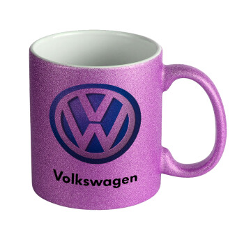 VW Volkswagen, Κούπα Μωβ Glitter που γυαλίζει, κεραμική, 330ml