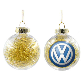 VW Volkswagen, Χριστουγεννιάτικη μπάλα δένδρου διάφανη με χρυσό γέμισμα 8cm