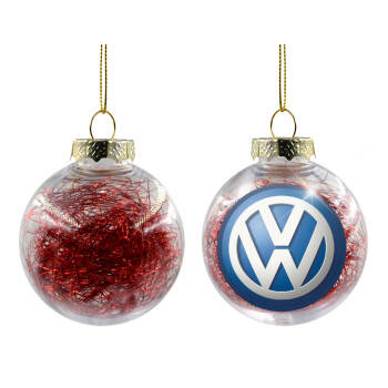 VW Volkswagen, Χριστουγεννιάτικη μπάλα δένδρου διάφανη με κόκκινο γέμισμα 8cm