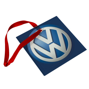 VW Volkswagen, Χριστουγεννιάτικο στολίδι γυάλινο τετράγωνο 9x9cm