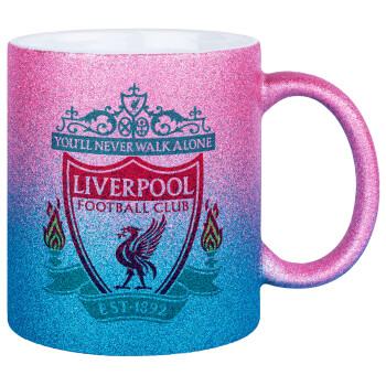 Liverpool, Κούπα Χρυσή/Μπλε Glitter, κεραμική, 330ml