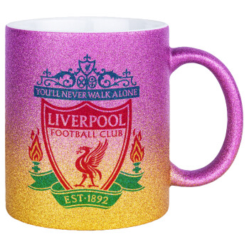 Liverpool, Κούπα Χρυσή/Ροζ Glitter, κεραμική, 330ml