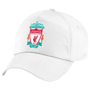 Liverpool, Καπέλο παιδικό Baseball, 100% Βαμβακερό Twill, Λευκό (ΒΑΜΒΑΚΕΡΟ, ΠΑΙΔΙΚΟ, UNISEX, ONE SIZE)