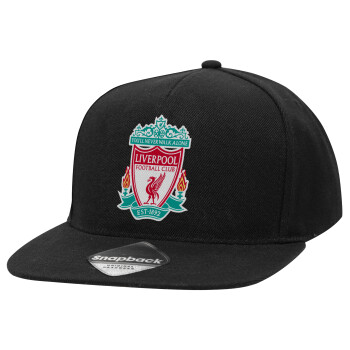 Liverpool, Καπέλο Ενηλίκων Flat Snapback Μαύρο, (100% ΒΑΜΒΑΚΕΡΟ TWILL, ΕΝΗΛΙΚΩΝ, UNISEX, ONE SIZE)