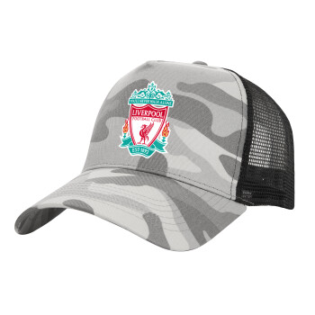 Liverpool, Καπέλο Ενηλίκων Structured Trucker, με Δίχτυ, (παραλλαγή) Army Camo (100% ΒΑΜΒΑΚΕΡΟ, ΕΝΗΛΙΚΩΝ, UNISEX, ONE SIZE)