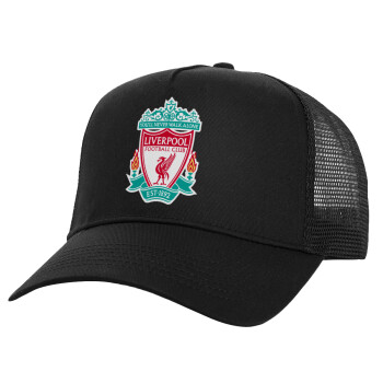 Liverpool, Καπέλο Structured Trucker, Μαύρο, 100% βαμβακερό, (UNISEX, ONE SIZE)