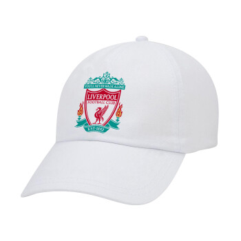 Liverpool, Καπέλο ενηλίκων Jockey Λευκό (snapback, 5-φύλλο, unisex)