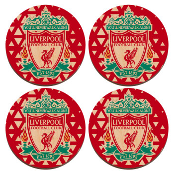 Liverpool, ΣΕΤ x4 Σουβέρ ξύλινα στρογγυλά plywood (9cm)