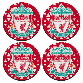 Liverpool, SET of 4 round wooden coasters (9cm)