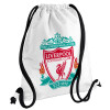 Liverpool, Τσάντα πλάτης πουγκί GYMBAG λευκή, με τσέπη (40x48cm) & χονδρά κορδόνια