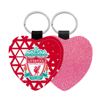 Liverpool, Μπρελόκ PU δερμάτινο glitter καρδιά ΡΟΖ