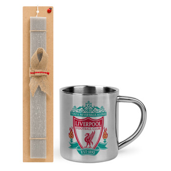 Liverpool, Easter Set, metallic thermal cup (300ml) & Easter aromatic flat candle (30cm) (GRAY)