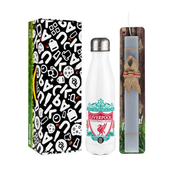 Liverpool, Easter candle, metallic white thermos bottle (500ml) & aromatic flat candle (30cm) (GRAY)