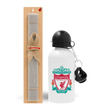 Liverpool, Easter Set, metallic aluminum water bottle (500ml) & aromatic flat Easter candle (30cm) (GRAY)