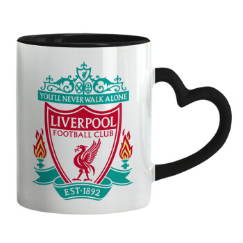 Liverpool, Mug heart black handle, ceramic, 330ml