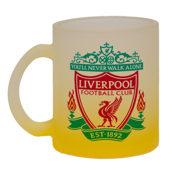 Liverpool, Κούπα γυάλινη δίχρωμη με βάση το κίτρινο ματ, 330ml