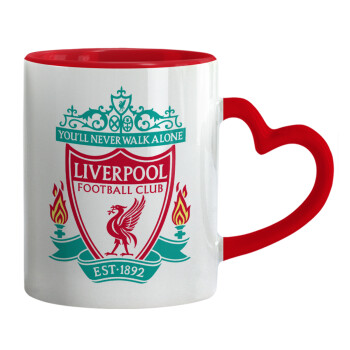 Liverpool, Κούπα καρδιά χερούλι κόκκινη, κεραμική, 330ml