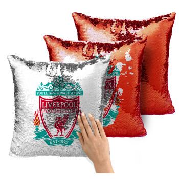 Liverpool, Μαξιλάρι καναπέ Μαγικό Κόκκινο με πούλιες 40x40cm περιέχεται το γέμισμα