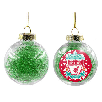 Liverpool, Χριστουγεννιάτικη μπάλα δένδρου διάφανη με πράσινο γέμισμα 8cm