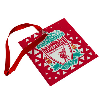 Liverpool, Χριστουγεννιάτικο στολίδι γυάλινο τετράγωνο 9x9cm