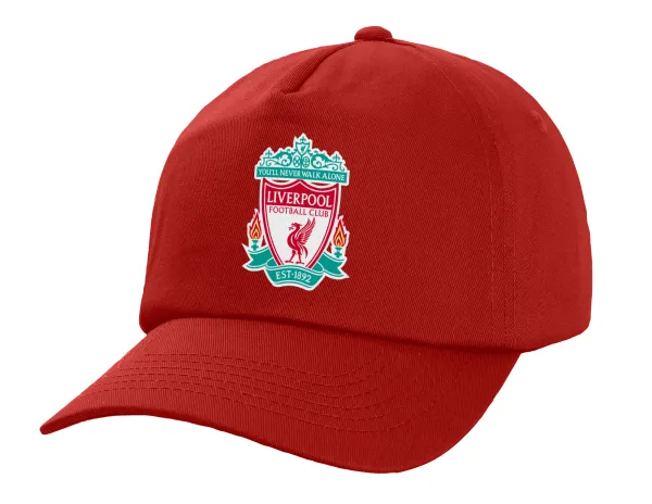 Liverpool — Πεντάφυλλο Καπέλο Ενηλίκων Baseball, 100% Βαμβακερό,  Κόκκινο (ΒΑΜΒΑΚΕΡΟ, ΕΝΗΛΙΚΩΝ, UNISEX, ONE SIZE)