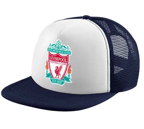 Liverpool — Adult Soft Trucker Hat with Dark Blue/White Mesh (POLYESTER, ADULT, UNISEX, ONE SIZE)