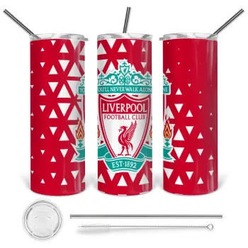 Liverpool, Tumbler ποτήρι θερμό από ανοξείδωτο ατσάλι 600ml, με μεταλλικό καλαμάκι & βούρτσα καθαρισμού