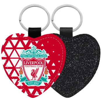 Liverpool, Μπρελόκ PU δερμάτινο glitter καρδιά ΜΑΥΡΟ
