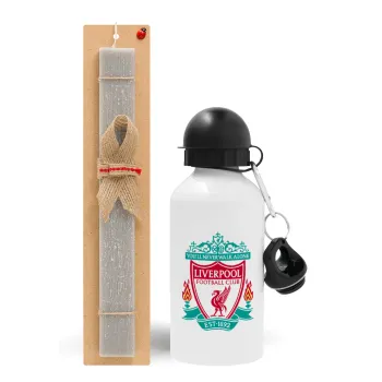 Liverpool, Easter Set, metallic aluminum water bottle (500ml) & aromatic flat Easter candle (30cm) (GRAY)